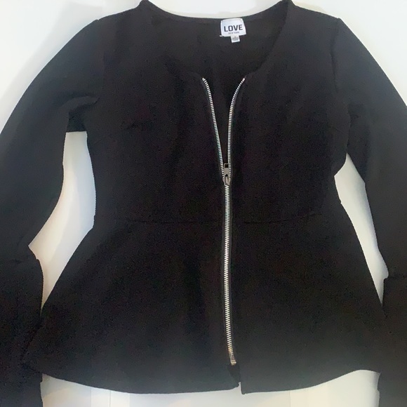 Black business top with front zipper - Picture 2 of 4